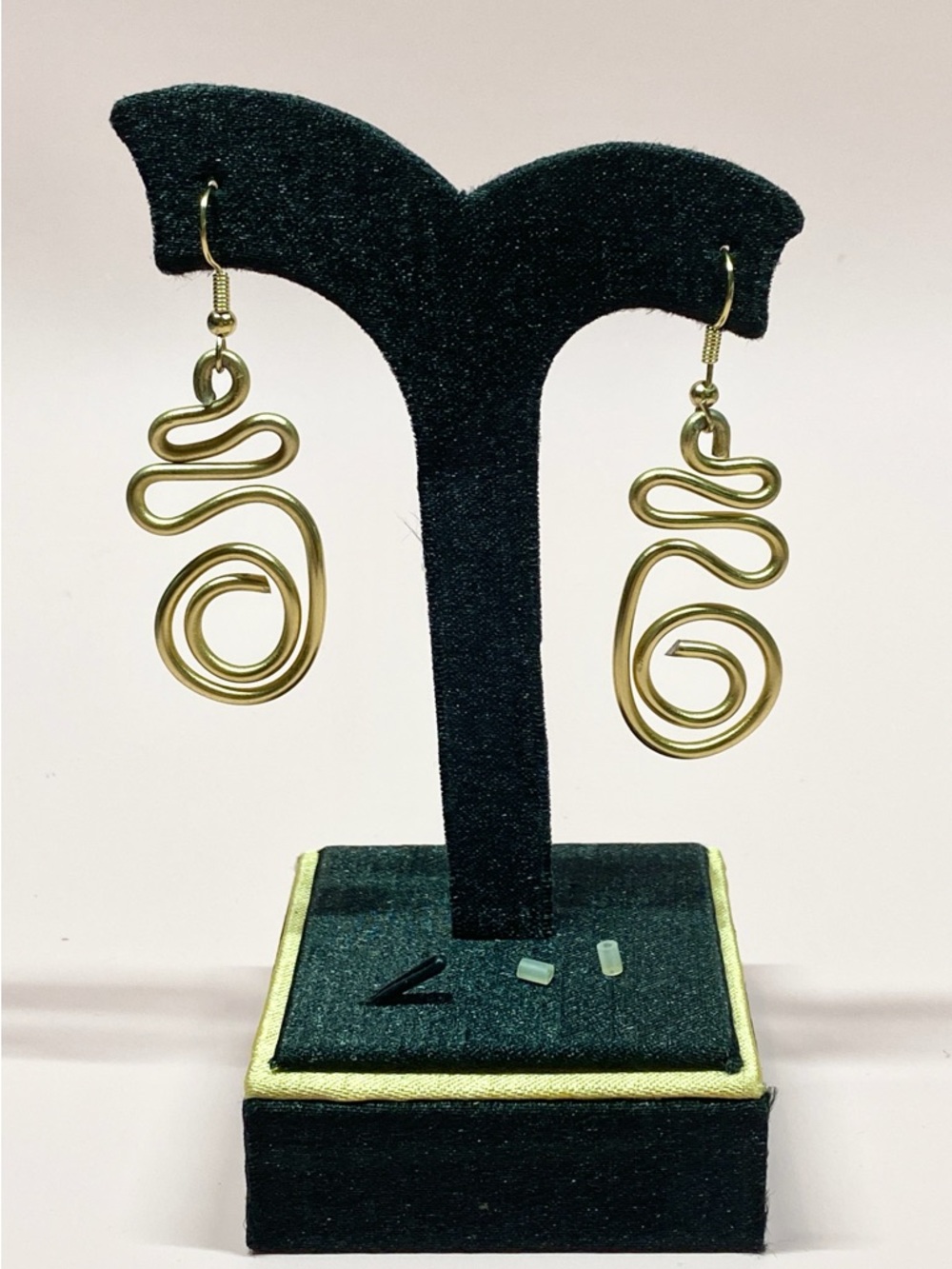 Gold Swirl Wire Drop Earrings - Artisan Made